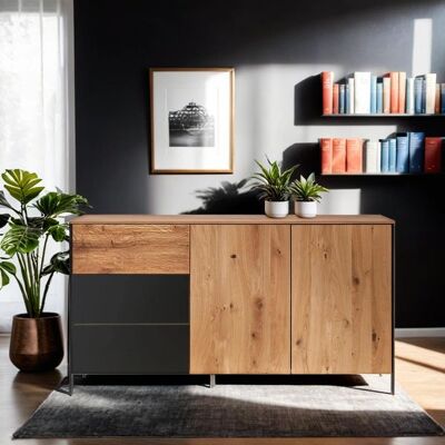 Kommode Manari Wildeiche Massivholz mit Schubladen 83x155x45cm Kommode Manari Wildeiche Massivholz mit Schubladen 83x155x45cm