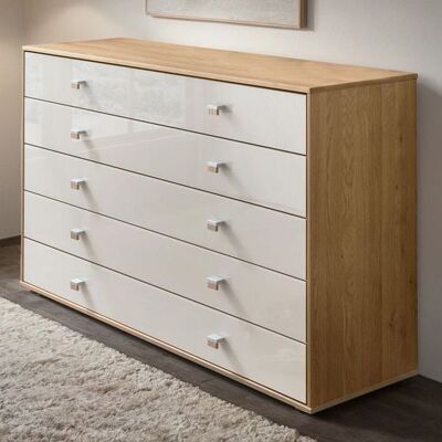 Sideboard Ayla Eiche teilmassiv mit Schubladen Sand 86x141x43cm Sideboard Ayla Eiche teilmassiv mit Schubladen Sand 86x141x43cm