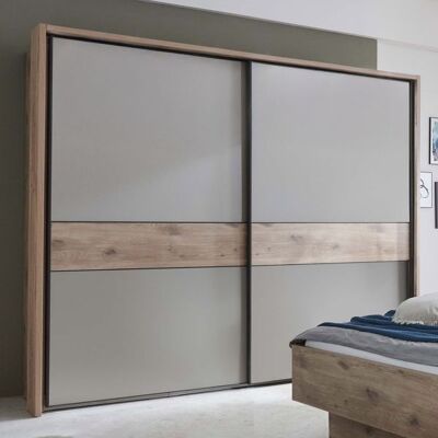 Schwebetüren-Kleiderschrank Carivon Eiche Dekor H 217cm Hellgrau 217x250x67cm Schwebetüren-Kleiderschrank Carivon Eiche Dekor H 217cm Hellgrau 217x250x67cm