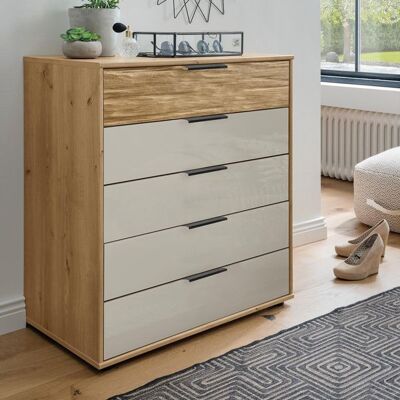 Musterring Kommode San Francisco Eiche teilmassiv mit Schubladen Champagner Sand 86x60x43cm Musterring Kommode San Francisco Eiche teilmassiv mit Schubladen Champagner Sand 86x60x43cm