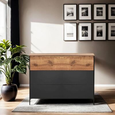 Kommode Manari Wildeiche Massivholz mit Schubladen 83x105x45cm Kommode Manari Wildeiche Massivholz mit Schubladen 83x105x45cm