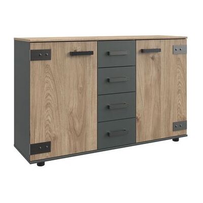 Kommode Midori Tanne Dekor mit Schubladen Dunkelgrau 83x130x41cm Kommode Midori Tanne Dekor mit Schubladen Dunkelgrau 83x130x41cm
