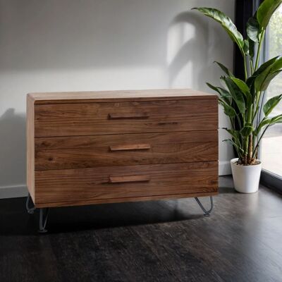 Kommode Wisla Nussbaum Massivholz mit Schubladen Braun 76x120x49cm Kommode Wisla Nussbaum Massivholz mit Schubladen Braun 76x120x49cm