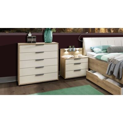 Kommode Estiva Eiche Dekor mit Schubladen Sand 86x40x43cm Kommode Estiva Eiche Dekor mit Schubladen Sand 86x40x43cm