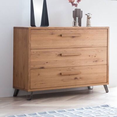 Kommode Veyra Wildeiche Massivholz mit Schubladen 87x105x46cm Kommode Veyra Wildeiche Massivholz mit Schubladen 87x105x46cm