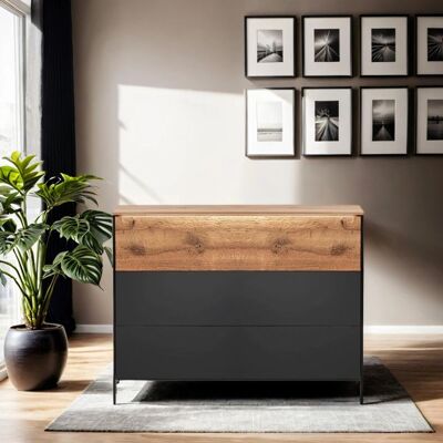 Kommode Manari Wildeiche Massivholz mit Schubladen 83x105x45cm Kommode Manari Wildeiche Massivholz mit Schubladen 83x105x45cm