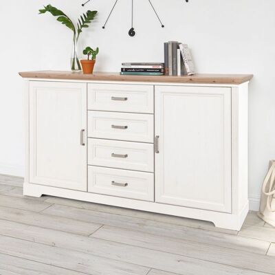 Sideboard Vacaria Pinie Dekor mit Schubladen Weiß 88x165x41cm Sideboard Vacaria Pinie Dekor mit Schubladen Weiß 88x165x41cm
