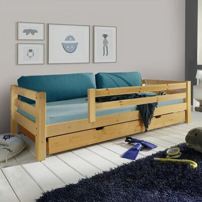 Ausziehbett Kids Paradise Kiefer Massivholz mit Lattenrost und Bettschublade 90x200 cm 64x100x210cm Ausziehbett Kids Paradise Kiefer Massivholz mit Lattenrost und Bettschublade 90x200 cm 64x100x210cm