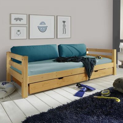 Ausziehbett Kids Paradise Kiefer Massivholz mit Lattenrost und Bettschublade 90x200 cm 64x100x210cm Ausziehbett Kids Paradise Kiefer Massivholz mit Lattenrost und Bettschublade 90x200 cm 64x100x210cm
