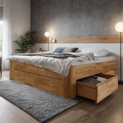 Bett Zarbo Komfort Kernbuche Massivholz ohne Kopfteil mit Schubkasten 46x205x205cm Bett Zarbo Komfort Kernbuche Massivholz ohne Kopfteil mit Schubkasten 46x205x205cm