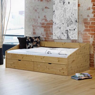 Bett Dänemark Komfort Kiefer/Kernbuche Massivholz mit Schubkasten 90x200 cm 46x97x205cm Bett Dänemark Komfort Kiefer/Kernbuche Massivholz mit Schubkasten 90x200 cm 46x97x205cm