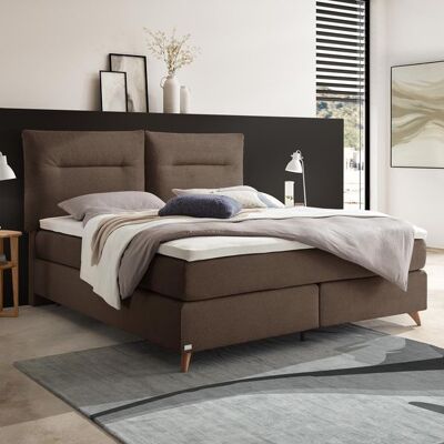 Boxspringbett Evgiros Velours-Strukturstoff Braun 128x200x222cm Boxspringbett Evgiros Velours-Strukturstoff Braun 128x200x222cm