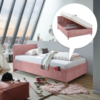 Polsterbett Pauka Komfort Cord mit Lattenrost und Bettkasten Rosa 90x100x210cm Polsterbett Pauka Komfort Cord mit Lattenrost und Bettkasten Rosa 90x100x210cm