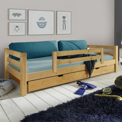 Ausziehbett Kids Paradise Kiefer Massivholz mit Lattenrost und Bettschublade 90x200 cm 64x100x210cm Ausziehbett Kids Paradise Kiefer Massivholz mit Lattenrost und Bettschublade 90x200 cm 64x100x210cm