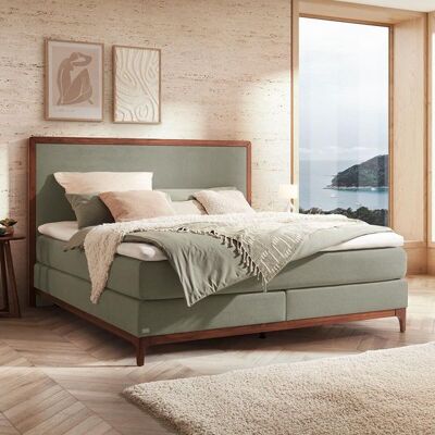 Boxspringbett Learo Velours-Strukturstoff Braun 125x168x206cm Boxspringbett Learo Velours-Strukturstoff Braun 125x168x206cm