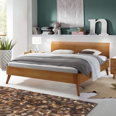 Bett Manouba Eiche Massivholz Braun 80x168x209cm Bett Manouba Eiche Massivholz Braun 80x168x209cm