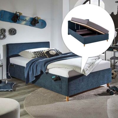 Polsterbett Teya Komfort Velours mit Lattenrost und Bettkasten Blau 90x103x215cm Polsterbett Teya Komfort Velours mit Lattenrost und Bettkasten Blau 90x103x215cm