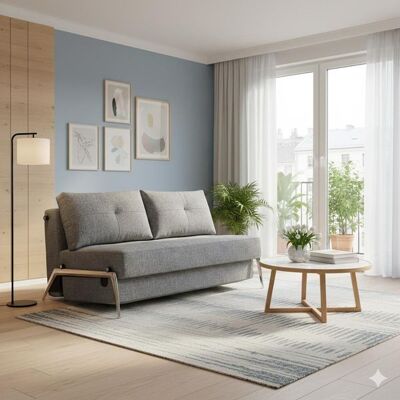 Schlafsofa Ramasa Webstoff mit Stauraum Hellgrau 78x147x96cm Schlafsofa Ramasa Webstoff mit Stauraum Hellgrau 78x147x96cm