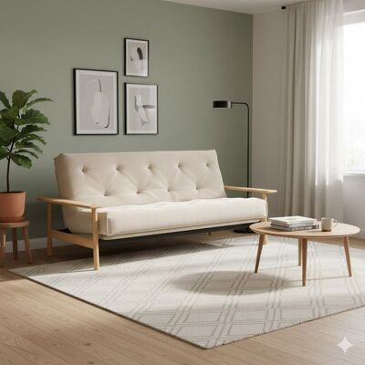 Schlafsofa Emmich Webstoff/Cord mit Lattenrost und Stauraum Sand 92x230x100cm Schlafsofa Emmich Webstoff/Cord mit Lattenrost und Stauraum Sand 92x230x100cm