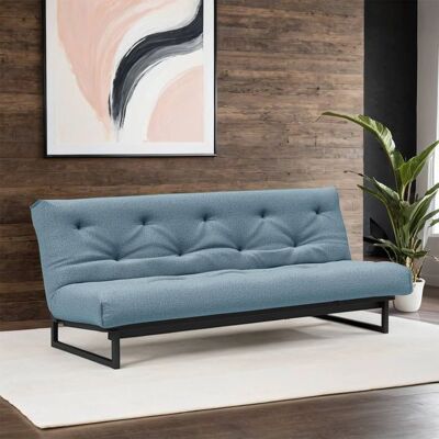 Schlafsofa Frentano Webstoff/Cord mit Lattenrost und Stauraum Blau 92x200x100cm Schlafsofa Frentano Webstoff/Cord mit Lattenrost und Stauraum Blau 92x200x100cm