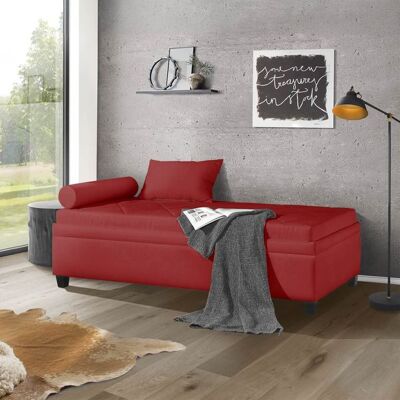 Relaxliege Kamina Microvelours mit Bettkasten Rot 47x205x125cm Relaxliege Kamina Microvelours mit Bettkasten Rot 47x205x125cm