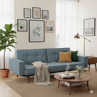 Schlafsofa Gerrard Webstoff/Bouclé Blau 80x241x91cm Schlafsofa Gerrard Webstoff/Bouclé Blau 80x241x91cm