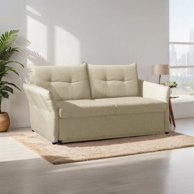 Schlafsofa Retford Webstoff/Velours mit Bettkasten Sand 89x154x82cm Schlafsofa Retford Webstoff/Velours mit Bettkasten Sand 89x154x82cm