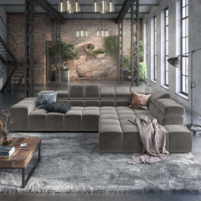 HOMELIV. Ecksofa Charlotta 319x215x82cm Velours Dunkelgrau 70x319x215cm HOMELIV. Ecksofa Charlotta 319x215x82cm Velours Dunkelgrau 70x319x215cm