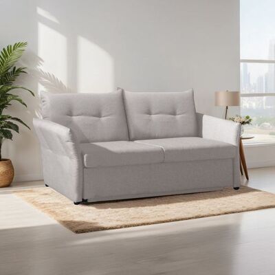 Schlafsofa Retford Webstoff/Velours mit Bettkasten Hellgrau 89x154x82cm Schlafsofa Retford Webstoff/Velours mit Bettkasten Hellgrau 89x154x82cm