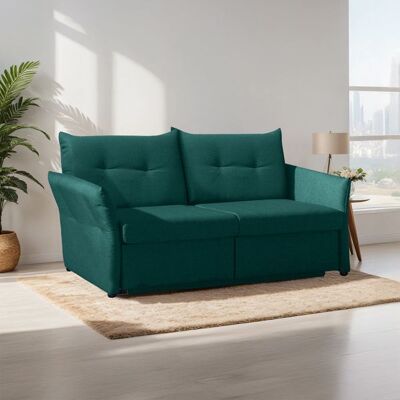 Schlafsofa Retford Webstoff/Velours mit Bettkasten Grün 89x184x82cm Schlafsofa Retford Webstoff/Velours mit Bettkasten Grün 89x184x82cm