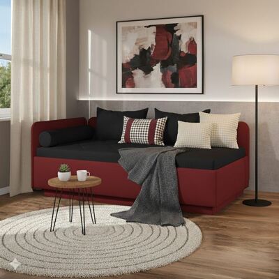 Polsterliege Eriko Kunstleder mit Bettkasten Seitenteil links Rot 72x209x109cm Polsterliege Eriko Kunstleder mit Bettkasten Seitenteil links Rot 72x209x109cm