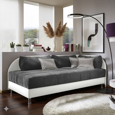 Polsterliege Enea Kunstleder mit Bettkasten Seitenteil rechts Weiß 76x205x106cm Polsterliege Enea Kunstleder mit Bettkasten Seitenteil rechts Weiß 76x205x106cm