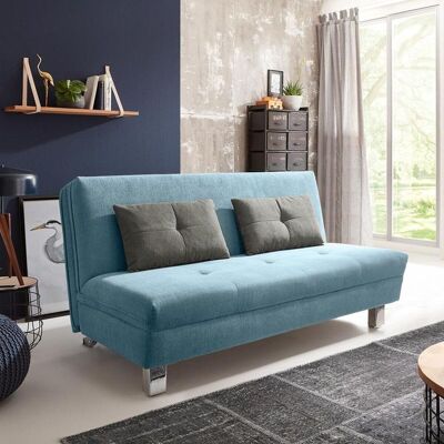 Schlafsofa Monio Velours mit Lattenrost Blau 88x144x97cm Schlafsofa Monio Velours mit Lattenrost Blau 88x144x97cm