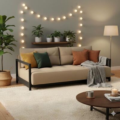Schlafsofa Butland Webstoff mit Stauraum Braun 70x209x117cm Schlafsofa Butland Webstoff mit Stauraum Braun 70x209x117cm