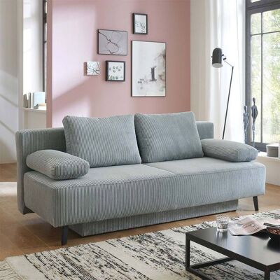 Schlafsofa Peluca Cord mit Bettkasten Hellgrau 85x193x88cm Schlafsofa Peluca Cord mit Bettkasten Hellgrau 85x193x88cm
