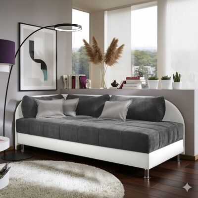 Polsterliege Enea Kunstleder mit Bettkasten Seitenteil links Weiß 76x205x96cm Polsterliege Enea Kunstleder mit Bettkasten Seitenteil links Weiß 76x205x96cm
