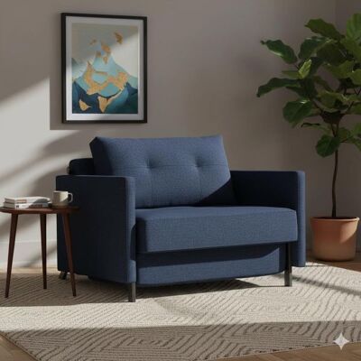 Schlafsessel Kuda Webstoff mit Stauraum Blau 67x104x103cm Schlafsessel Kuda Webstoff mit Stauraum Blau 67x104x103cm