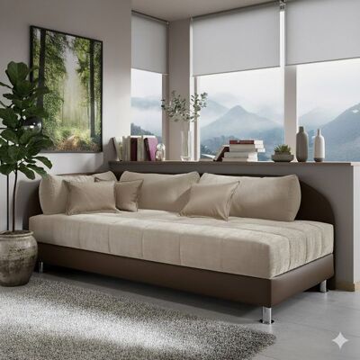 Polsterliege Enea Kunstleder mit Bettkasten Seitenteil links Braun 76x205x96cm Polsterliege Enea Kunstleder mit Bettkasten Seitenteil links Braun 76x205x96cm