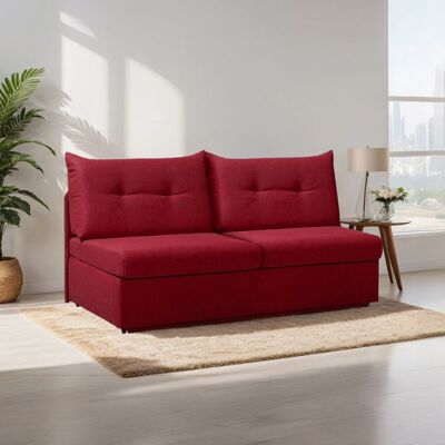 Schlafsofa Retford Webstoff/Velours mit Bettkasten Rot 89x136x82cm Schlafsofa Retford Webstoff/Velours mit Bettkasten Rot 89x136x82cm