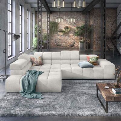 HOMELIV. Ecksofa Charlotta 319x215x82cm Feincord Weiß 70x319x215cm HOMELIV. Ecksofa Charlotta 319x215x82cm Feincord Weiß 70x319x215cm