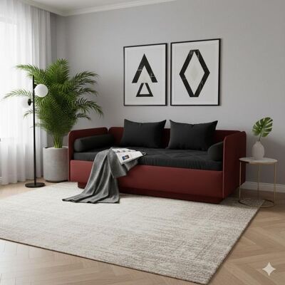 Schlafsofa Eriko Kunstleder mit Bettkasten Rot 72x268x99cm Schlafsofa Eriko Kunstleder mit Bettkasten Rot 72x268x99cm