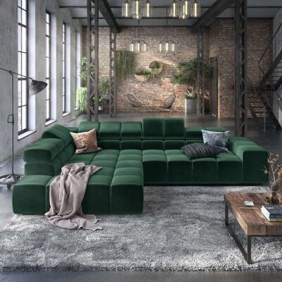 HOMELIV. Ecksofa Charlotta 319x215x82cm Velours Grün 70x319x215cm HOMELIV. Ecksofa Charlotta 319x215x82cm Velours Grün 70x319x215cm