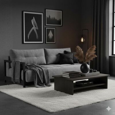 Schlafsofa Butland Webstoff mit Stauraum Dunkelgrau 70x209x117cm Schlafsofa Butland Webstoff mit Stauraum Dunkelgrau 70x209x117cm