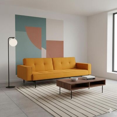Schlafsofa Siran Webstoff 241x91x80 cm Gelb 80x241x91cm Schlafsofa Siran Webstoff 241x91x80 cm Gelb 80x241x91cm