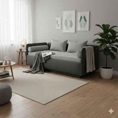 Schlafsofa Eriko Komfort Kunstleder mit Bettkasten Dunkelgrau 80x307x109cm Schlafsofa Eriko Komfort Kunstleder mit Bettkasten Dunkelgrau 80x307x109cm