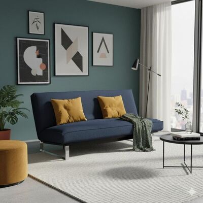 Schlafsofa Astoria Webstoff/Cord mit Lattenrost und Stauraum Blau 90x200x100cm Schlafsofa Astoria Webstoff/Cord mit Lattenrost und Stauraum Blau 90x200x100cm