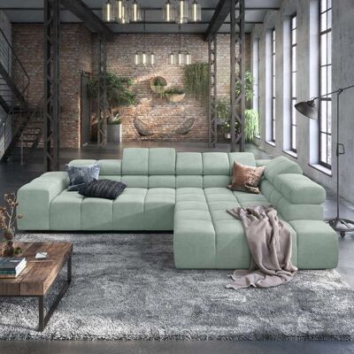 HOMELIV. Ecksofa Charlotta 319x215x82cm Webstoff Grün 70x319x215cm HOMELIV. Ecksofa Charlotta 319x215x82cm Webstoff Grün 70x319x215cm
