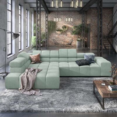 HOMELIV. Ecksofa Charlotta 319x215x82cm Webstoff Grün 70x319x215cm HOMELIV. Ecksofa Charlotta 319x215x82cm Webstoff Grün 70x319x215cm
