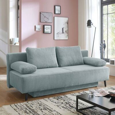 Schlafsofa Peluca Cord mit Bettkasten Blau 85x193x88cm Schlafsofa Peluca Cord mit Bettkasten Blau 85x193x88cm