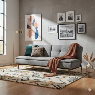 Schlafsofa Carol Webstoff Dunkelgrau 82x210x91cm Schlafsofa Carol Webstoff Dunkelgrau 82x210x91cm